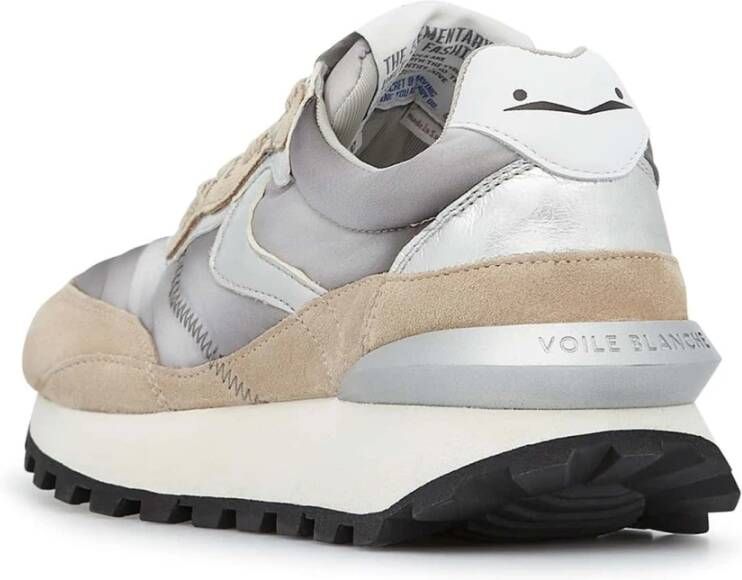 Voile blanche Leather and fabric sneakers Qwark Hype Woman Gray Dames