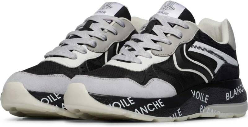 Voile blanche Leather and fabric sneakers Shine. Black Heren