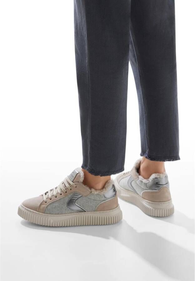 Voile blanche Leather and felt sneakers Lipari FUR Gray Dames