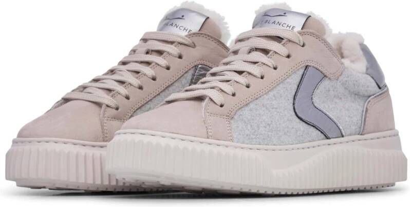 Voile blanche Leather and felt sneakers Lipari FUR Gray Dames