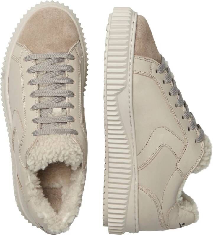 Voile blanche Leather and suede sneakers Lipari FUR Beige Dames