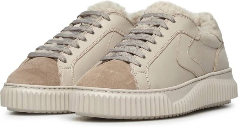 Voile blanche Leather and suede sneakers Lipari FUR Beige Dames