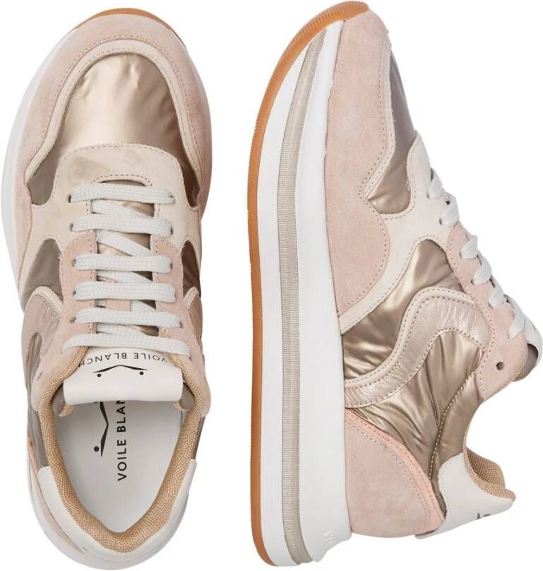 Voile blanche Leather and technical fabric sneakers Melany. Pink Dames