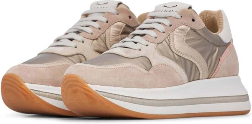 Voile blanche Leather and technical fabric sneakers Melany. Pink Dames