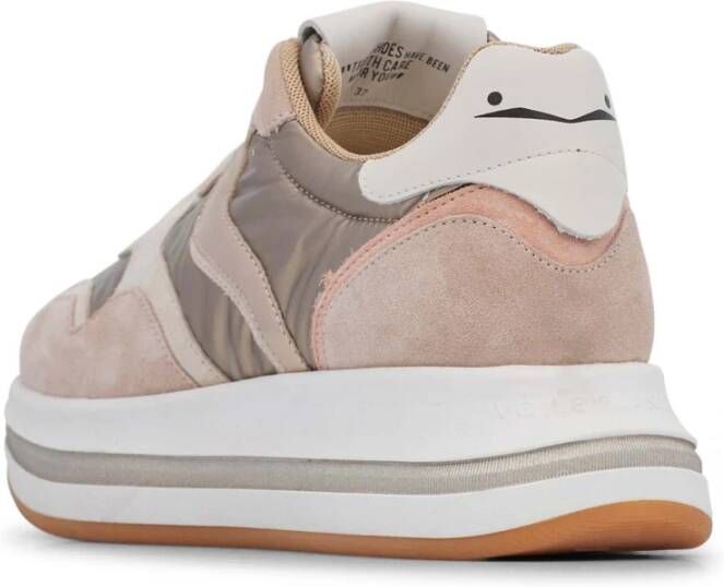 Voile blanche Leather and technical fabric sneakers Melany. Pink Dames