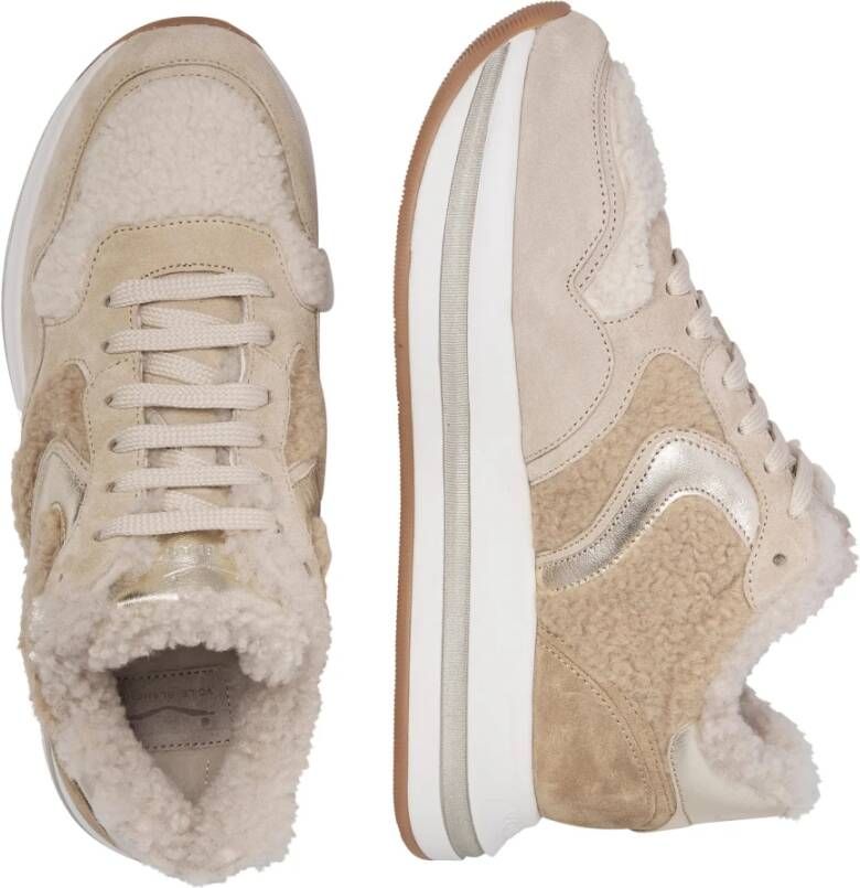 Voile blanche Leather and wool sneakers Melany Fur. Beige Dames