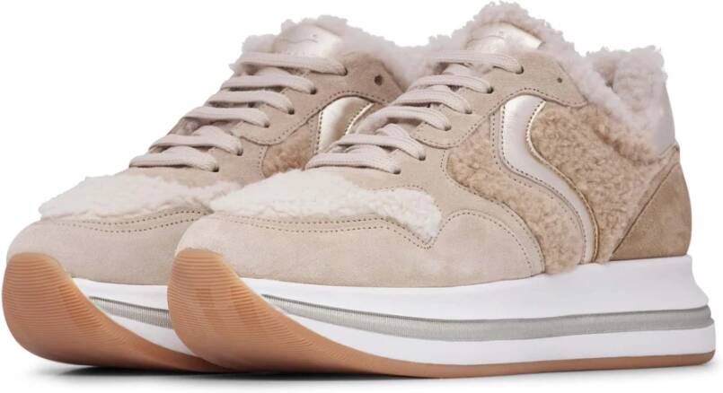 Voile blanche Leather and wool sneakers Melany Fur. Beige Dames