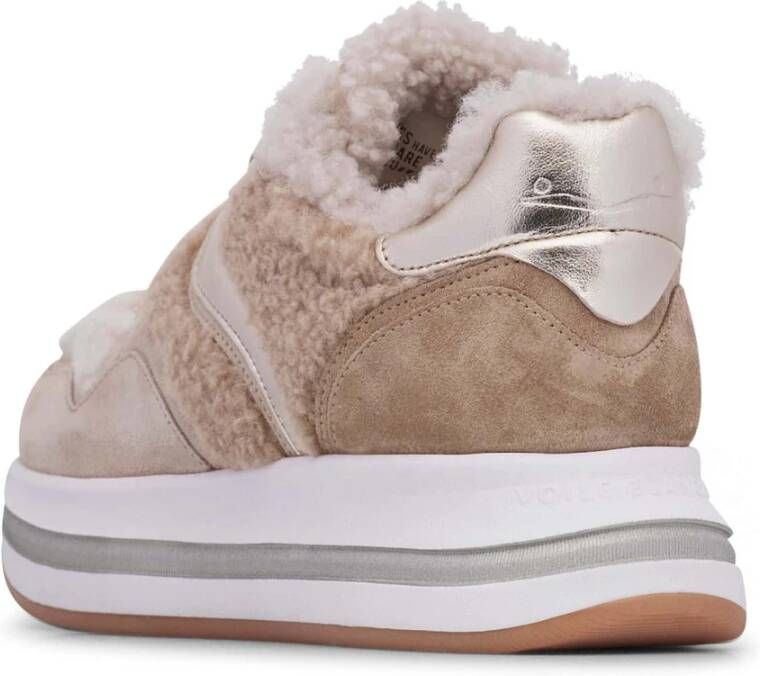 Voile blanche Leather and wool sneakers Melany Fur. Beige Dames