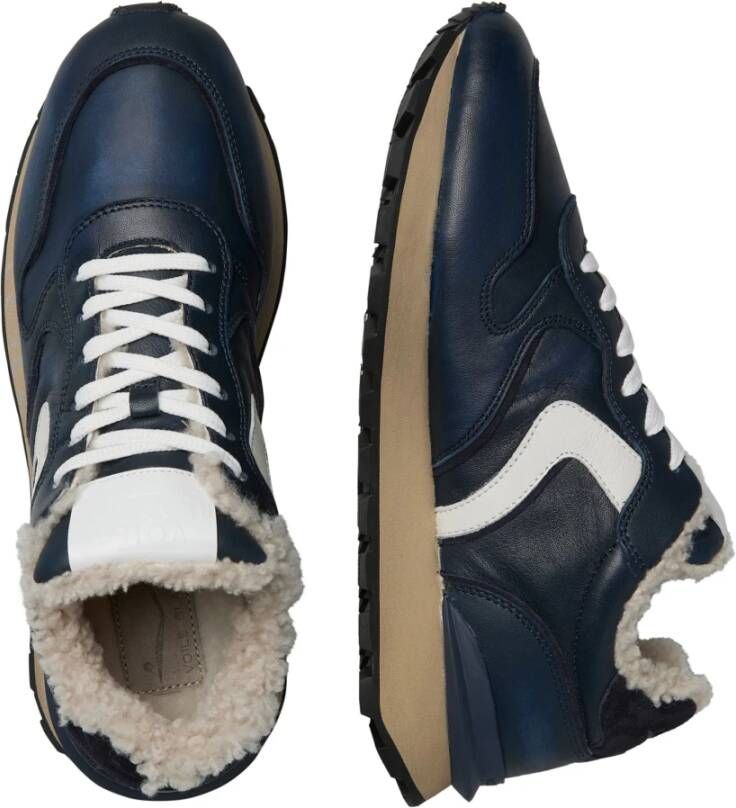 Voile blanche Leather sneakers Paris Race FUR MAN Blue Heren