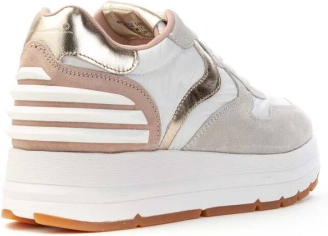 Voile blanche Power Dames Sneakers met Beige Suède en Gouden Details White Dames