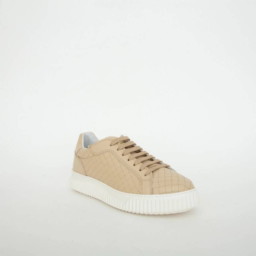 Voile blanche Beige Leren City Sneakers Beige Dames