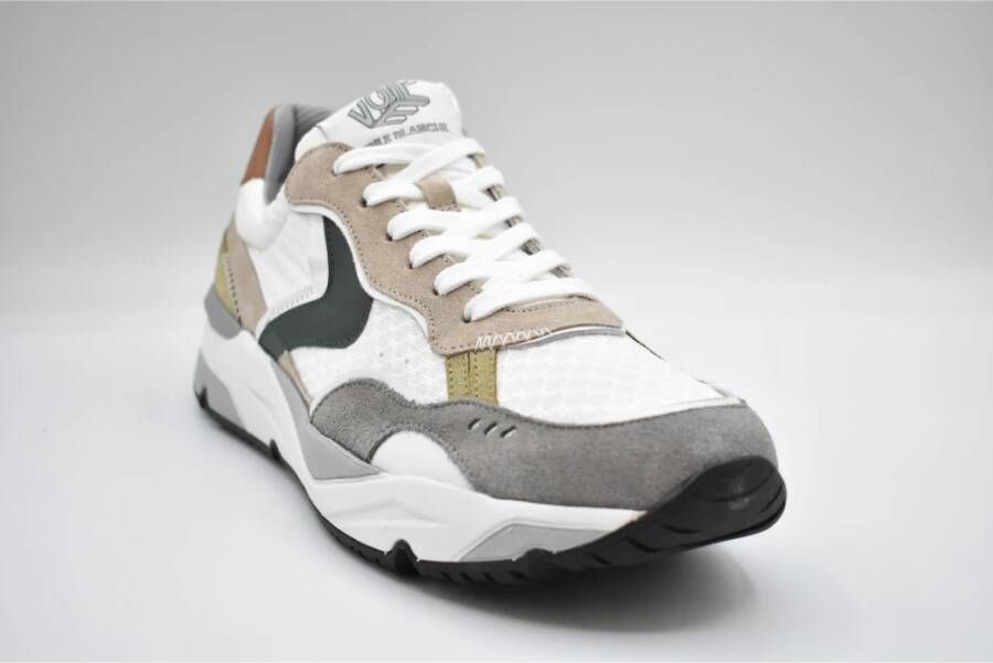 Voile blanche Sportieve lage sneakers in grijs wit en beige Wit Heren