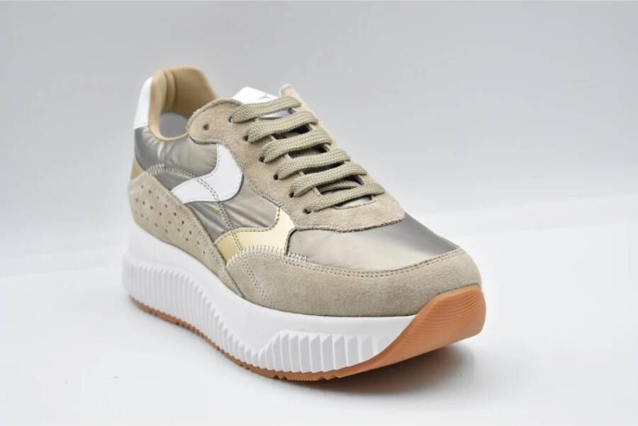 Voile blanche Sportieve Grijze Suède Platte Schoenen Gray Dames