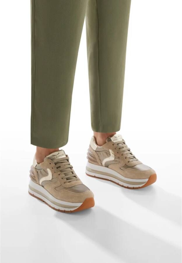 Voile blanche Suede and fabric sneakers Maran Power Beige Dames