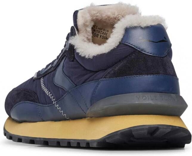 Voile blanche Suede and fabric sneakers Qwark Hype FUR MAN Blue Heren