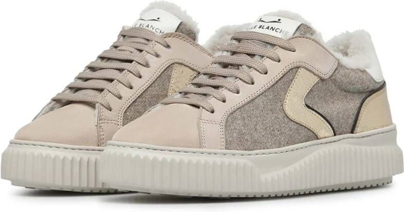 Voile blanche Suede and felt sneakers Lipari FUR Beige Dames