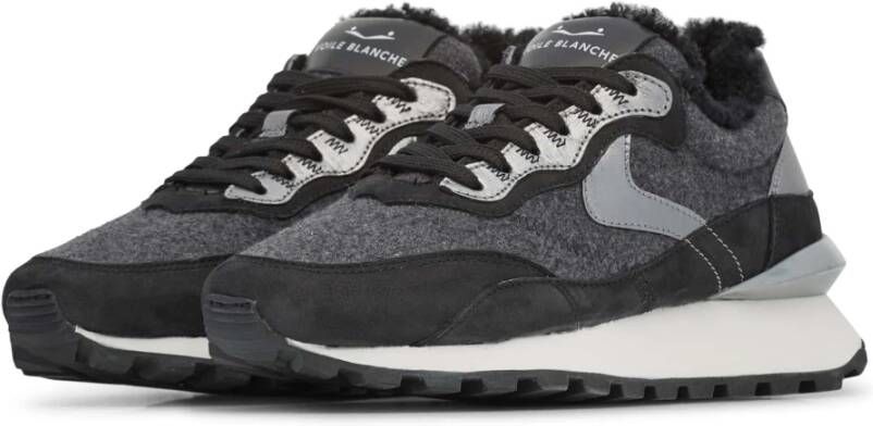 Voile blanche Suede and felt sneakers Qwark Hype FUR Woman Black Dames