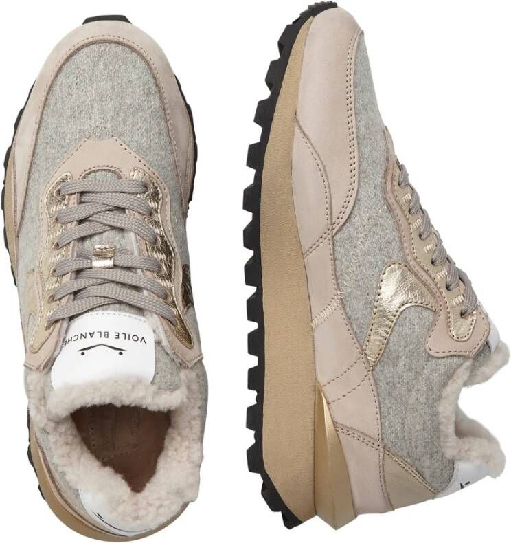 Voile blanche Suede and felt sneakers Qwark Hype FUR Woman Gray Dames