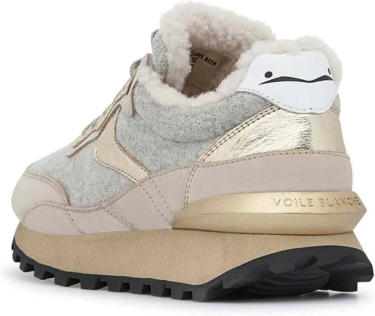 Voile blanche Suede and felt sneakers Qwark Hype FUR Woman Gray Dames