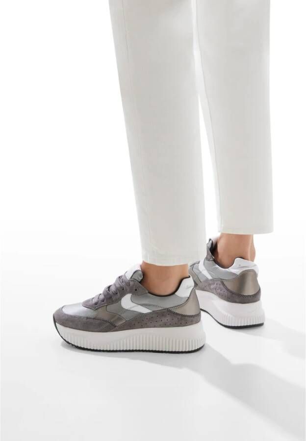 Voile blanche Suede and technical fabric sneakers Lana Fresh Gray Dames