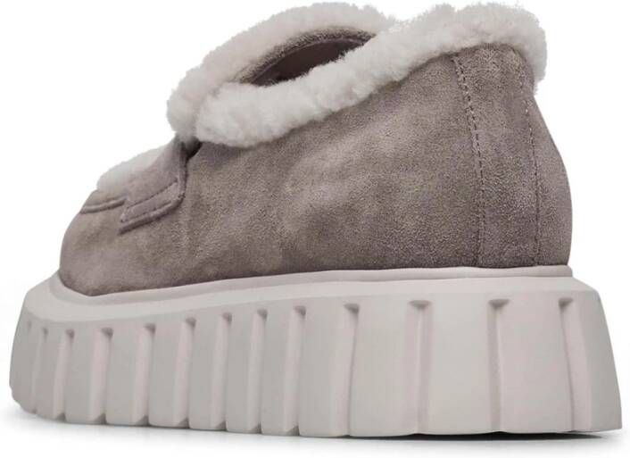 Voile blanche Suede and wool mocassins Grenelle MOK FUR Gray Dames