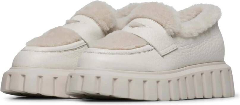 Voile blanche Suede and wool mocassins Grenelle MOK FUR White Dames