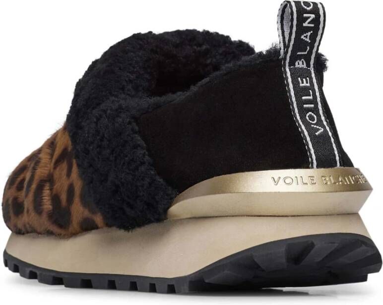 Voile blanche Suede and wool sneakers Qwark Slip FUR Woman Brown Dames