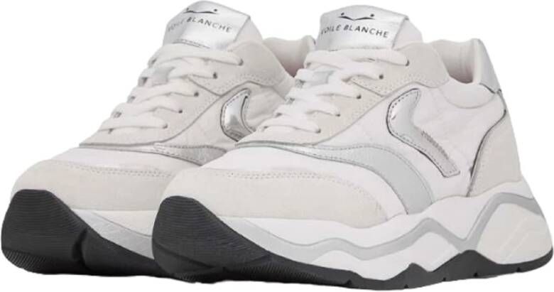 Voile blanche Witte sportieve sneakers met leren details White Dames