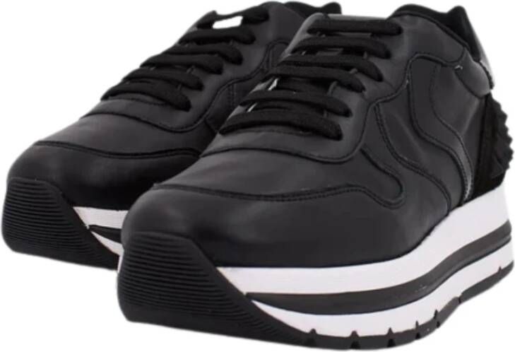 Voile blanche Zwarte Leren Sneakers Maran Stijl Black Dames