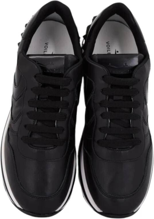 Voile blanche Zwarte Leren Sneakers Maran Stijl Black Dames