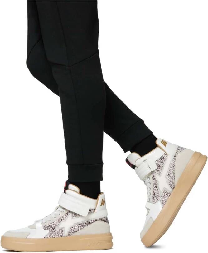 W6Yz Leather and suede ankle sneakers Q-Uni. White Dames