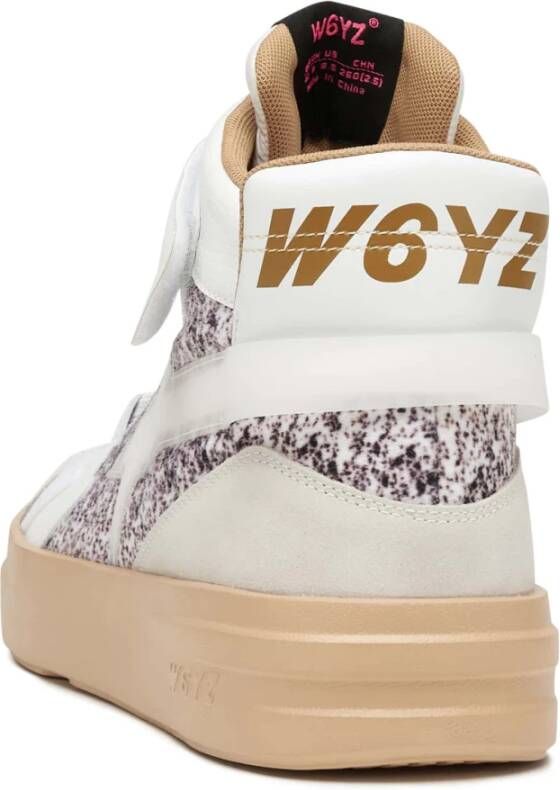 W6Yz Leather and suede ankle sneakers Q-Uni. White Dames