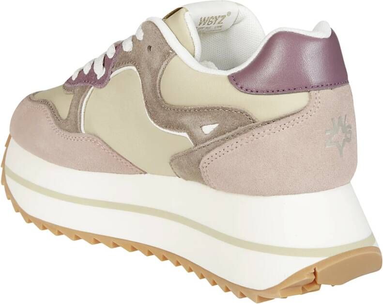 W6Yz Platform Suede Nylon Sneakers Beige Dames