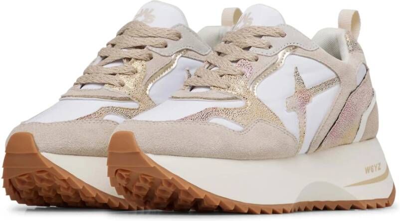 W6Yz Suede and technical fabric sneakers Anny 2 W. Beige Dames