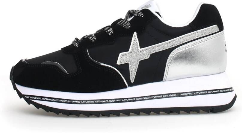 W6Yz Zwarte Paillet Sneakers Black Dames