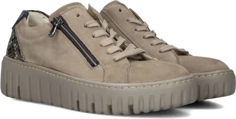 Waldläufer Beige Suède Rits Sneakers Beige Dames