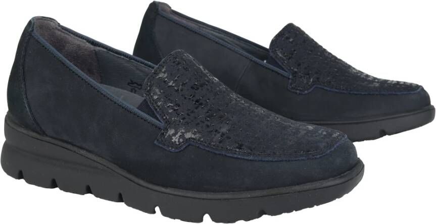 Waldläufer Blauwe Brede Pasvorm Mocassin Essentiële Stijl Blue Dames