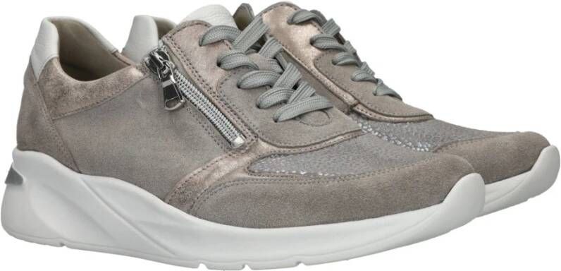 Waldläufer Comfortabele Grijze Dilara Sneaker met Metallic Dierenprint Gray Dames