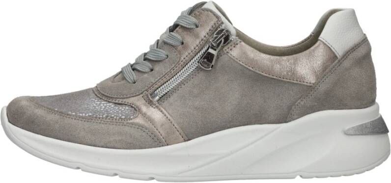 Waldläufer Comfortabele Grijze Dilara Sneaker met Metallic Dierenprint Gray Dames