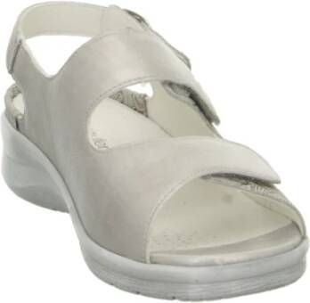 Waldläufer Comfortabele leren sandalen met sleehak Gray Dames