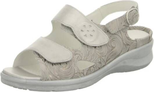 Waldläufer Comfortabele leren sandalen met sleehak Gray Dames