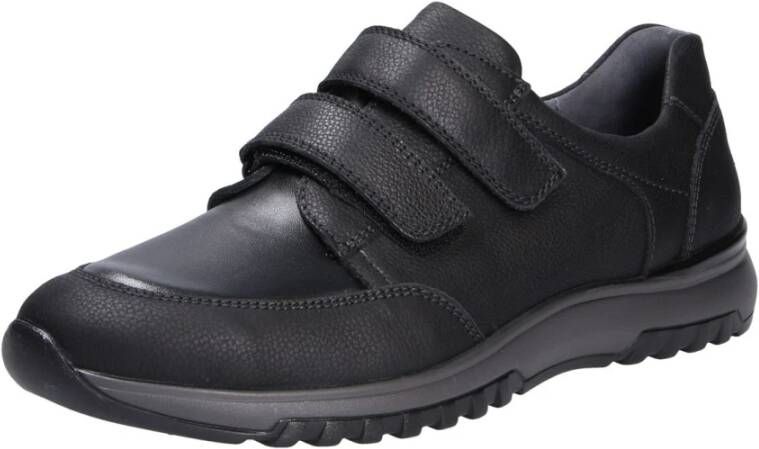 Waldläufer Heren leren schoenen met crêpezool Black Heren