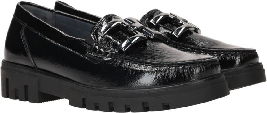 Waldläufer Klassieke zwarte loafer met zilveren gesp Black Dames