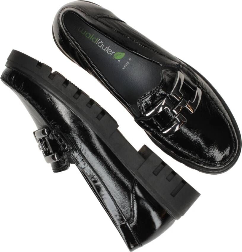 Waldläufer Klassieke zwarte loafer met zilveren gesp Black Dames