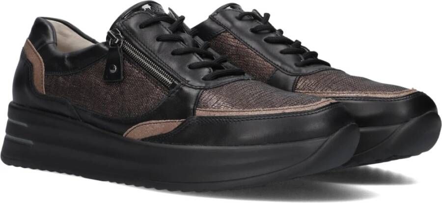 Waldläufer Lage Sneakers Zwart Leer Black Dames