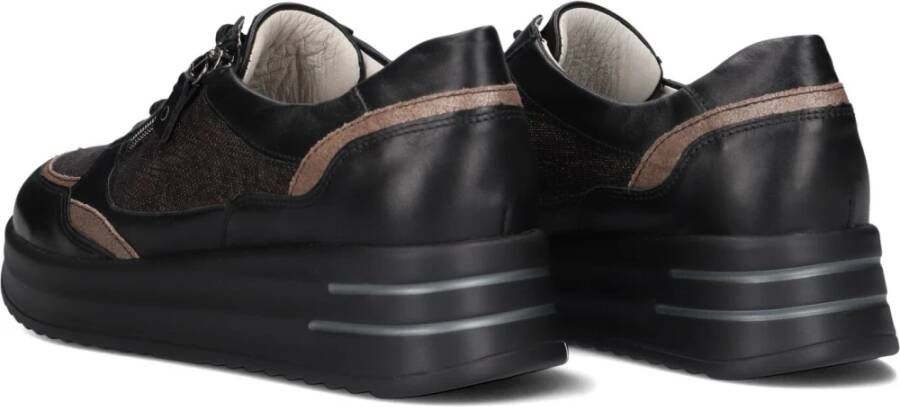 Waldläufer Lage Sneakers Zwart Leer Black Dames