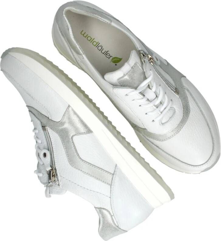 Waldläufer Witte Zilveren Sneaker met Rits White Dames