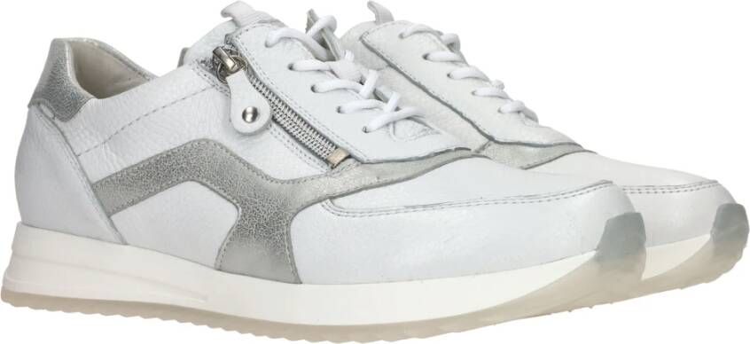 Waldläufer Witte Zilveren Sneaker met Rits White Dames