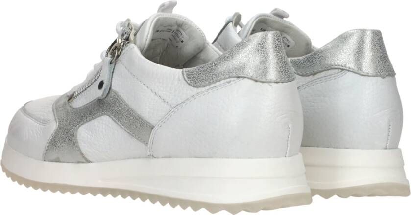 Waldläufer Witte Zilveren Sneaker met Rits White Dames