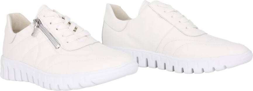 Waldläufer Witte Leren Brede Sneakers White Dames